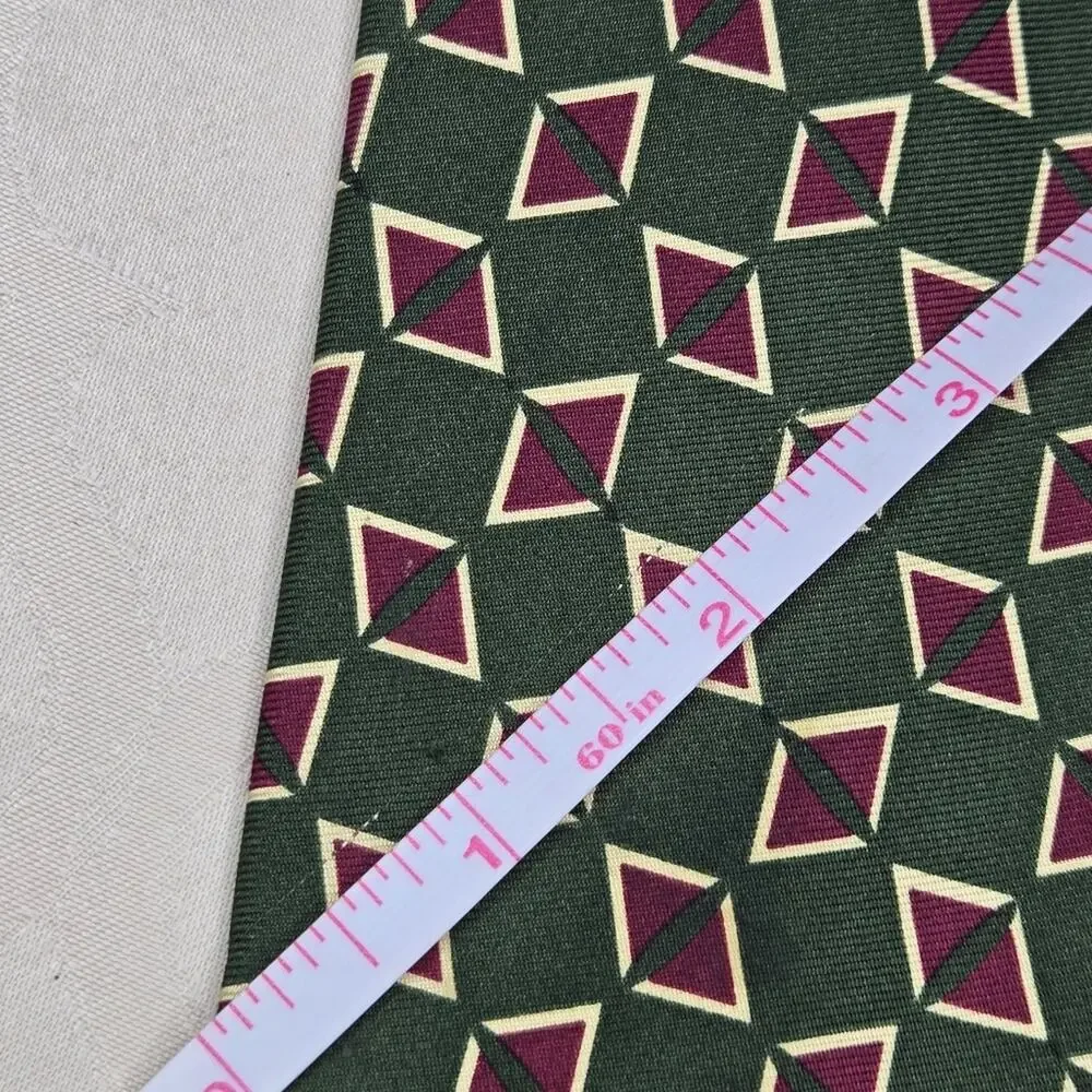 Polo by Ralph Lauren Geometric Green and Burgundy Men's 100% Silk Tie